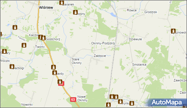 mapa Zabłocie gmina Wiśniew, Zabłocie gmina Wiśniew na mapie Targeo