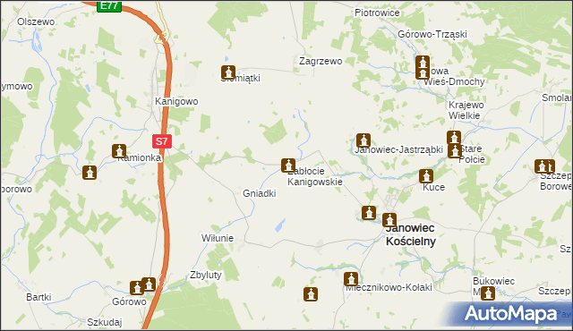 mapa Zabłocie Kanigowskie, Zabłocie Kanigowskie na mapie Targeo