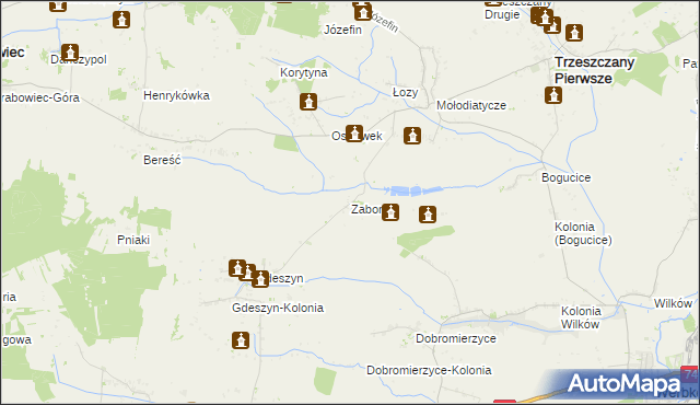 mapa Zaborce gmina Trzeszczany, Zaborce gmina Trzeszczany na mapie Targeo