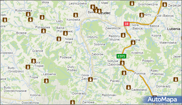 mapa Zaborów gmina Czudec, Zaborów gmina Czudec na mapie Targeo