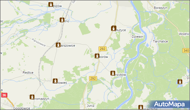 mapa Zaborów gmina Ścinawa, Zaborów gmina Ścinawa na mapie Targeo