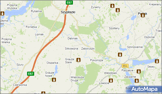 mapa Zaboryszki, Zaboryszki na mapie Targeo