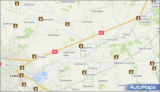 mapa Zabostów Duży, Zabostów Duży na mapie Targeo