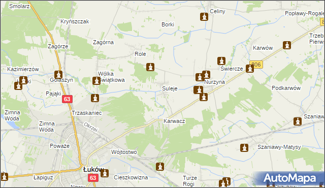 mapa Zabrodzie gmina Łuków, Zabrodzie gmina Łuków na mapie Targeo