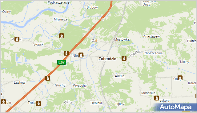 mapa Zabrodzie powiat wyszkowski, Zabrodzie powiat wyszkowski na mapie Targeo