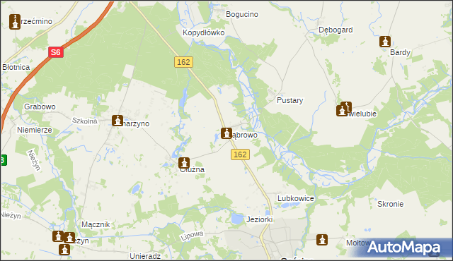 mapa Ząbrowo gmina Gościno, Ząbrowo gmina Gościno na mapie Targeo