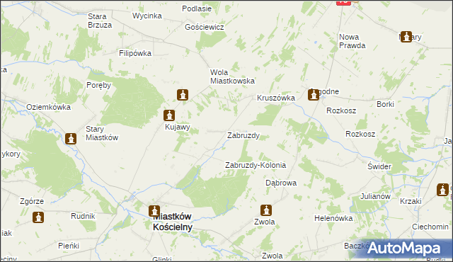 mapa Zabruzdy, Zabruzdy na mapie Targeo