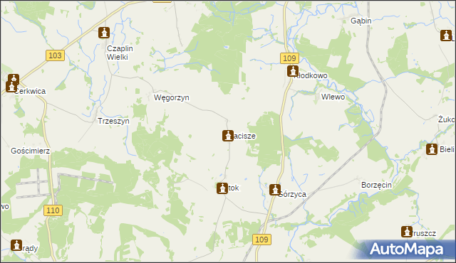 mapa Zacisze gmina Gryfice, Zacisze gmina Gryfice na mapie Targeo