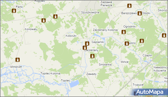 mapa Zaczerlany, Zaczerlany na mapie Targeo