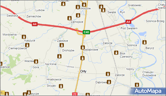 mapa Zadąbrowie gmina Orły, Zadąbrowie gmina Orły na mapie Targeo