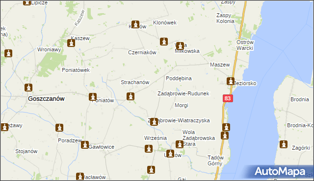 mapa Zadąbrowie-Rudunek, Zadąbrowie-Rudunek na mapie Targeo