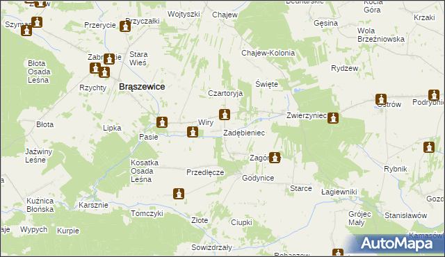 mapa Zadębieniec, Zadębieniec na mapie Targeo