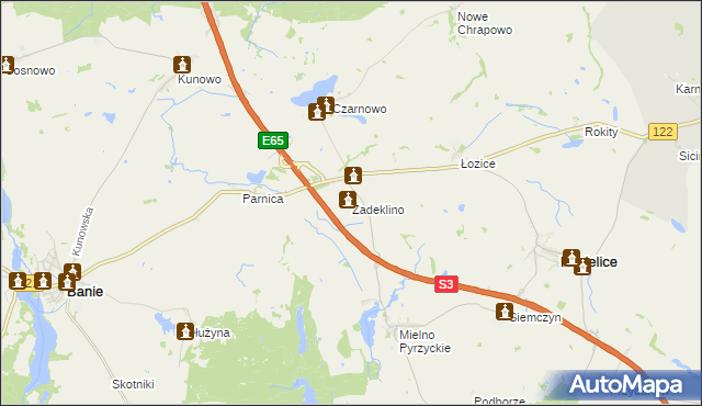 mapa Zadeklino, Zadeklino na mapie Targeo