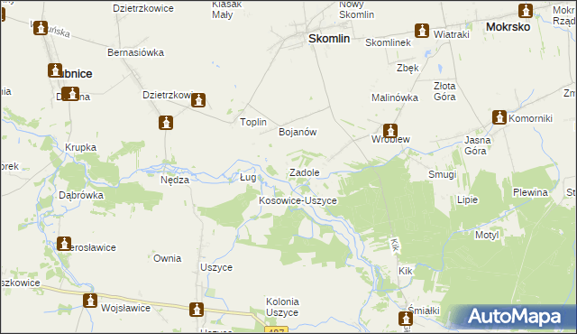 mapa Zadole gmina Skomlin, Zadole gmina Skomlin na mapie Targeo