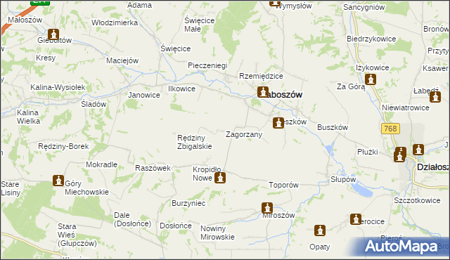 mapa Zagorzany, Zagorzany na mapie Targeo