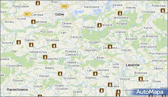 mapa Zagórzany gmina Gdów, Zagórzany gmina Gdów na mapie Targeo