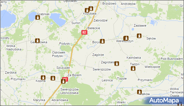 mapa Zagórze gmina Cyców, Zagórze gmina Cyców na mapie Targeo