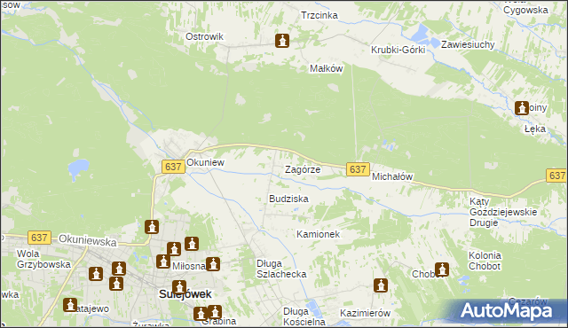 mapa Zagórze gmina Halinów, Zagórze gmina Halinów na mapie Targeo