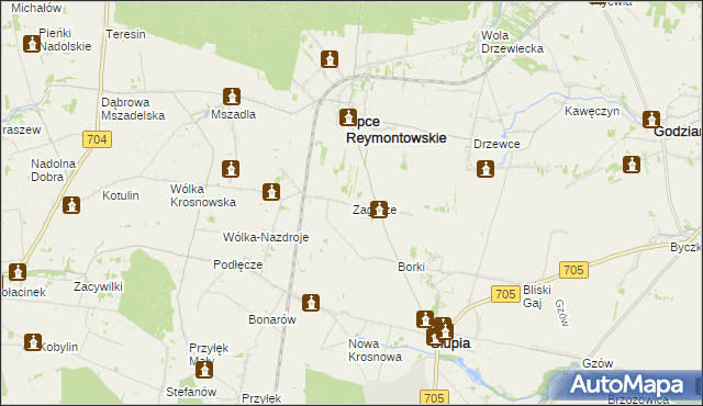 mapa Zagórze gmina Słupia, Zagórze gmina Słupia na mapie Targeo