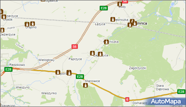 mapa Zagórzyca, Zagórzyca na mapie Targeo