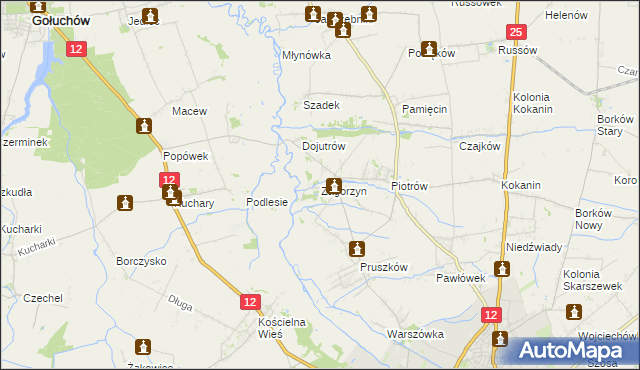 mapa Zagorzyn gmina Blizanów, Zagorzyn gmina Blizanów na mapie Targeo