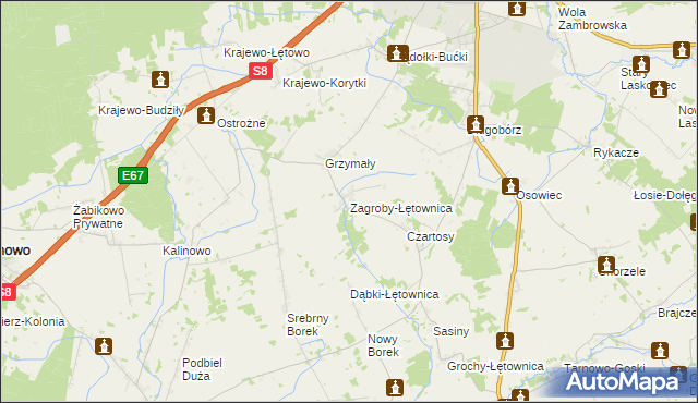 mapa Zagroby-Łętownica, Zagroby-Łętownica na mapie Targeo