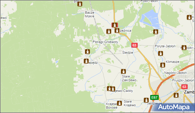 mapa Zagroby-Zakrzewo, Zagroby-Zakrzewo na mapie Targeo