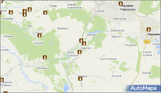 mapa Zagrody gmina Rejowiec, Zagrody gmina Rejowiec na mapie Targeo