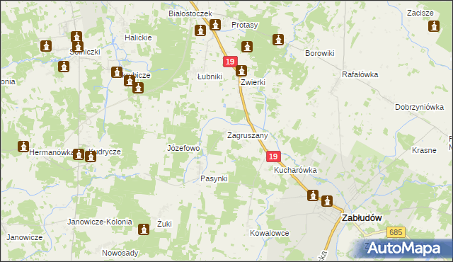 mapa Zagruszany, Zagruszany na mapie Targeo