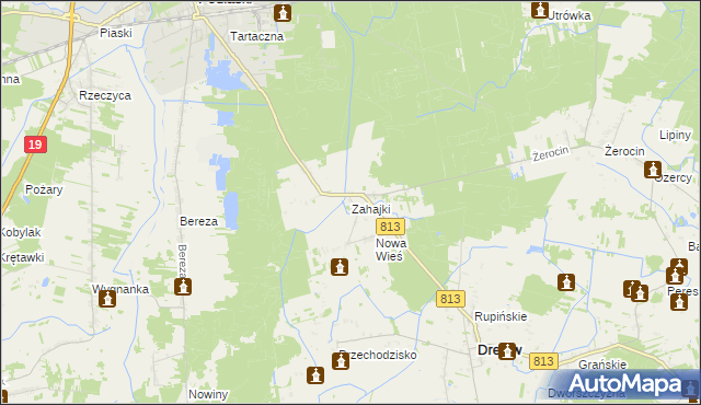 mapa Zahajki gmina Drelów, Zahajki gmina Drelów na mapie Targeo