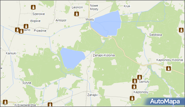 mapa Zahajki-Kolonia, Zahajki-Kolonia na mapie Targeo