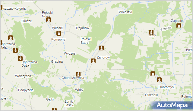 mapa Zahorów, Zahorów na mapie Targeo