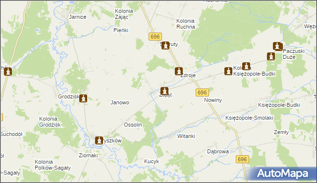 mapa Zając gmina Liw, Zając gmina Liw na mapie Targeo