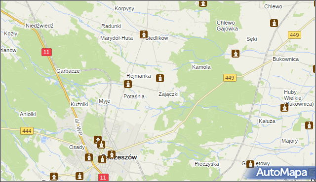 mapa Zajączki gmina Ostrzeszów, Zajączki gmina Ostrzeszów na mapie Targeo