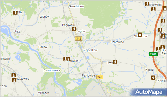 mapa Zajączków gmina Oborniki Śląskie, Zajączków gmina Oborniki Śląskie na mapie Targeo