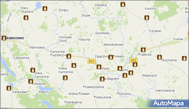 mapa Zajączkowo-Folwark, Zajączkowo-Folwark na mapie Targeo