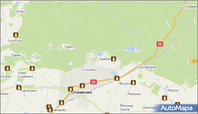 mapa Zajezierze gmina Gniewkowo, Zajezierze gmina Gniewkowo na mapie Targeo