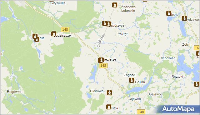 mapa Zajezierze gmina Łobez, Zajezierze gmina Łobez na mapie Targeo