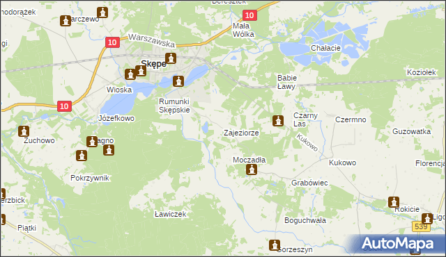 mapa Zajeziorze gmina Skępe, Zajeziorze gmina Skępe na mapie Targeo