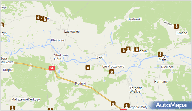 mapa Zajki, Zajki na mapie Targeo