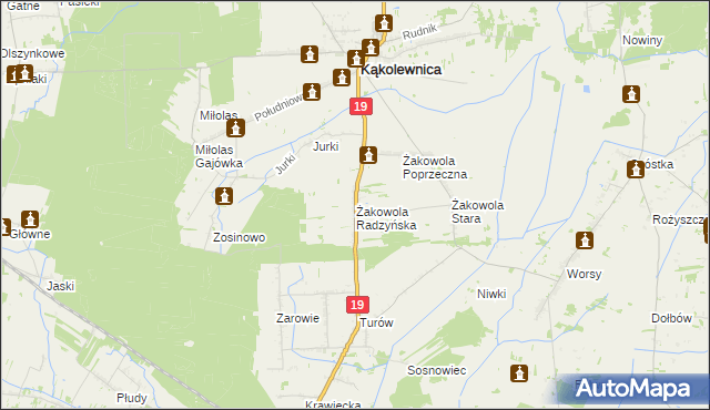 mapa Żakowola Radzyńska, Żakowola Radzyńska na mapie Targeo