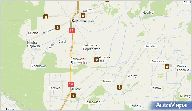 mapa Żakowola Stara, Żakowola Stara na mapie Targeo