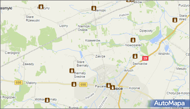 mapa Zakrze gmina Łosice, Zakrze gmina Łosice na mapie Targeo