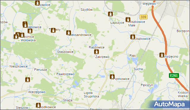 mapa Zakrzewo gmina Prusice, Zakrzewo gmina Prusice na mapie Targeo