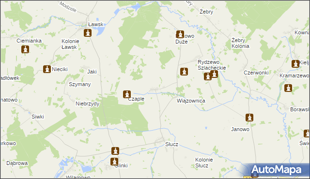 mapa Zakrzewo gmina Radziłów, Zakrzewo gmina Radziłów na mapie Targeo