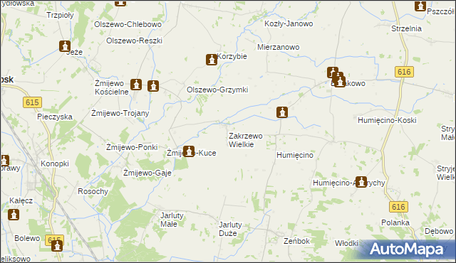 mapa Zakrzewo Wielkie gmina Grudusk, Zakrzewo Wielkie gmina Grudusk na mapie Targeo