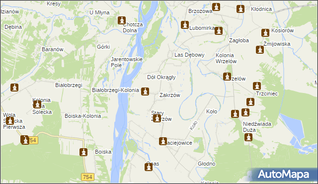 mapa Zakrzów gmina Łaziska, Zakrzów gmina Łaziska na mapie Targeo