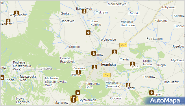 mapa Zaldów, Zaldów na mapie Targeo