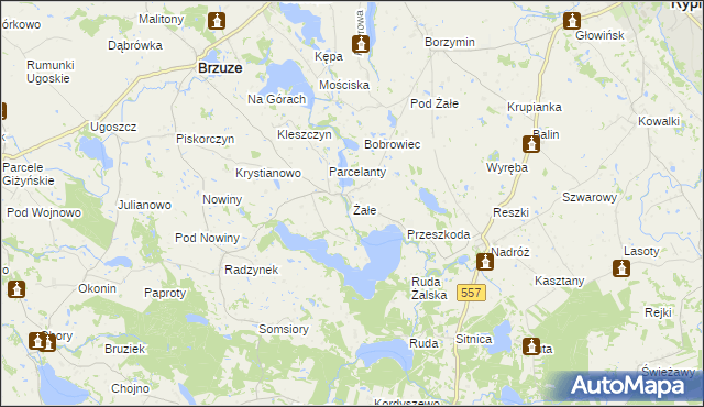 mapa Żałe, Żałe na mapie Targeo