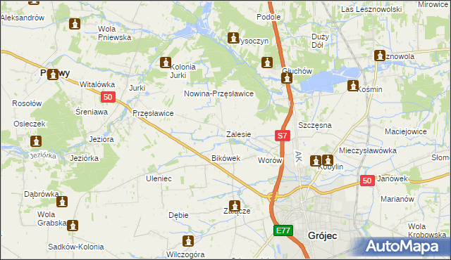 mapa Zalesie gmina Grójec, Zalesie gmina Grójec na mapie Targeo